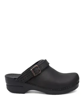 Dansko Women's Ingrid Open Back Clogs- Black Oiled