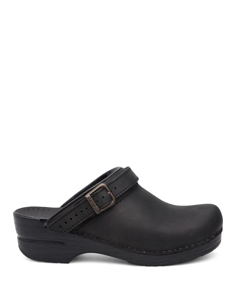 Dansko Women's Ingrid Open Back Clogs- Black Oiled