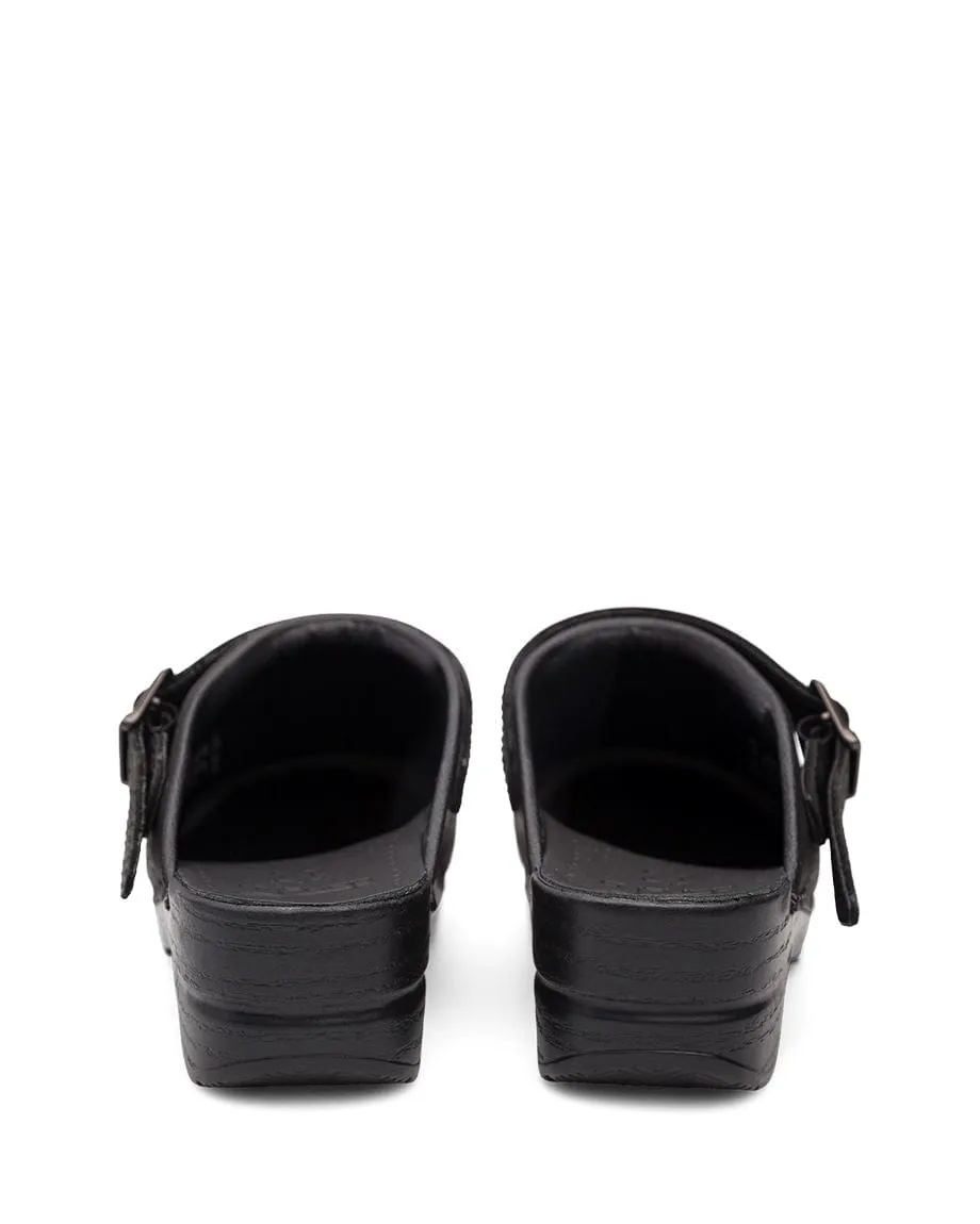Dansko Women's Ingrid Open Back Clogs- Black Oiled