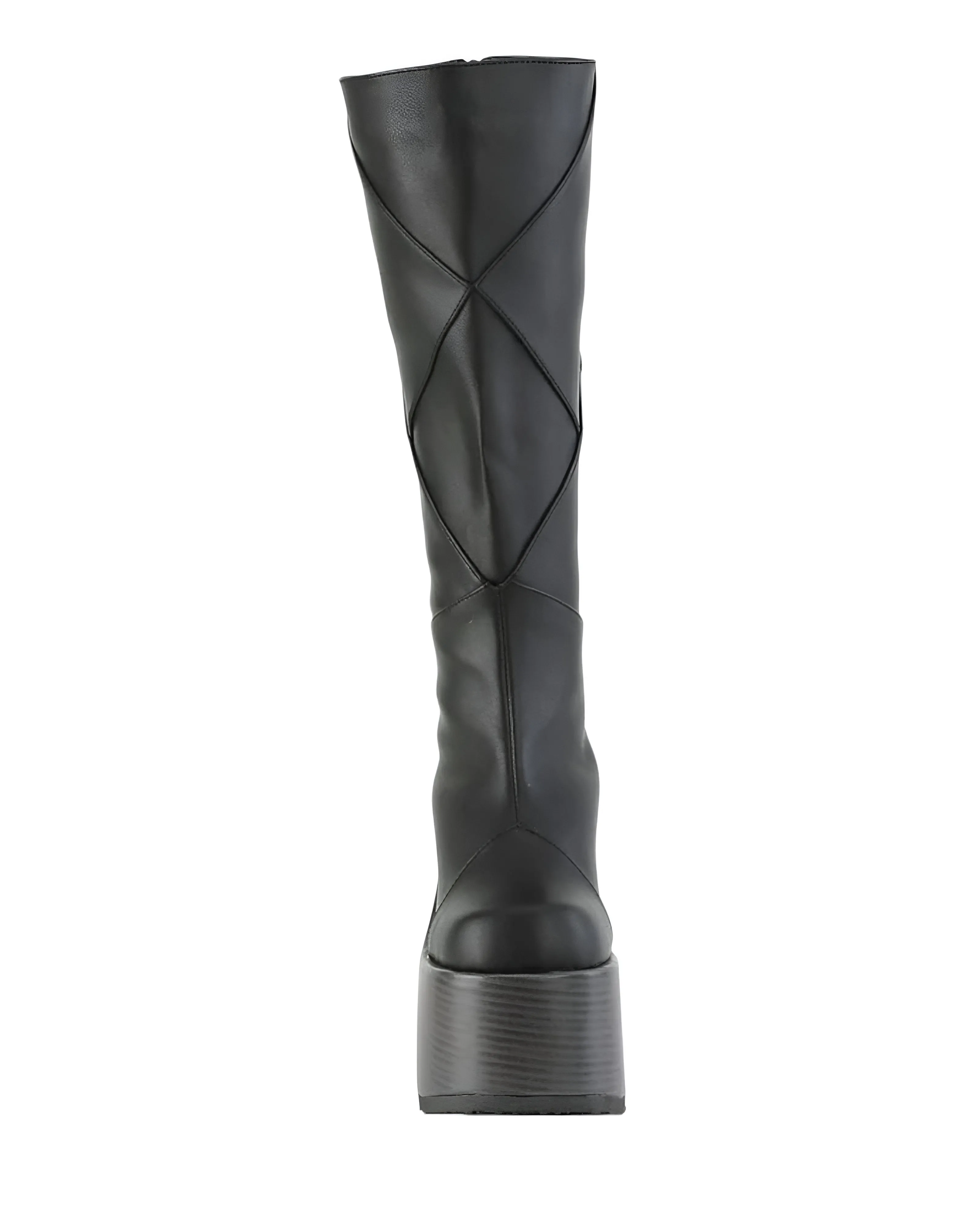 Demonia Cult - Camel-280 Patchwork Vegan Leather Platform Boots