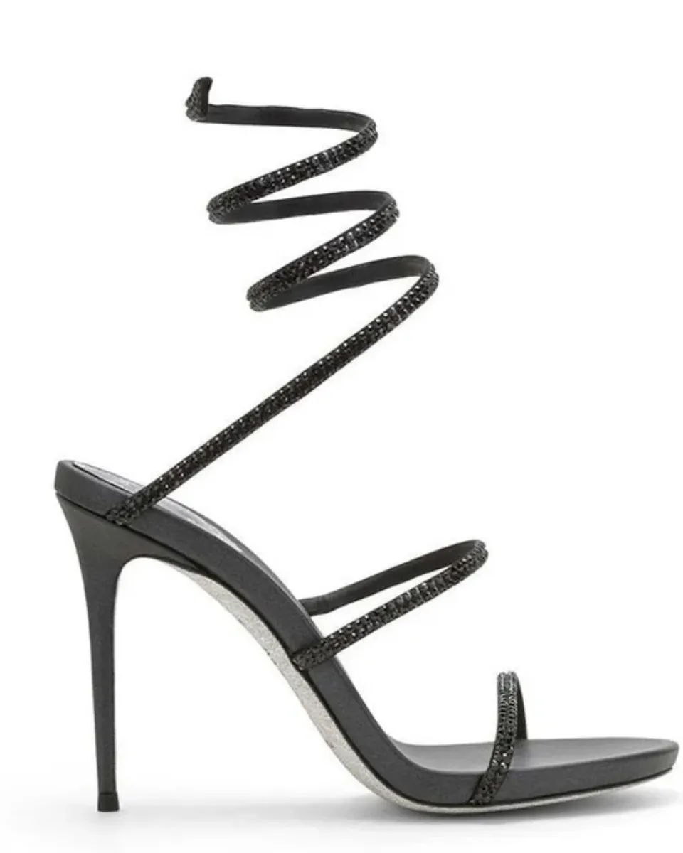 Desideria – Thin stiletto – Rhinestone double-strap heels