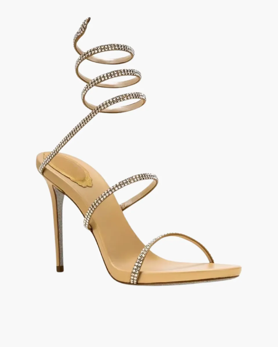 Desideria – Thin stiletto – Rhinestone double-strap heels