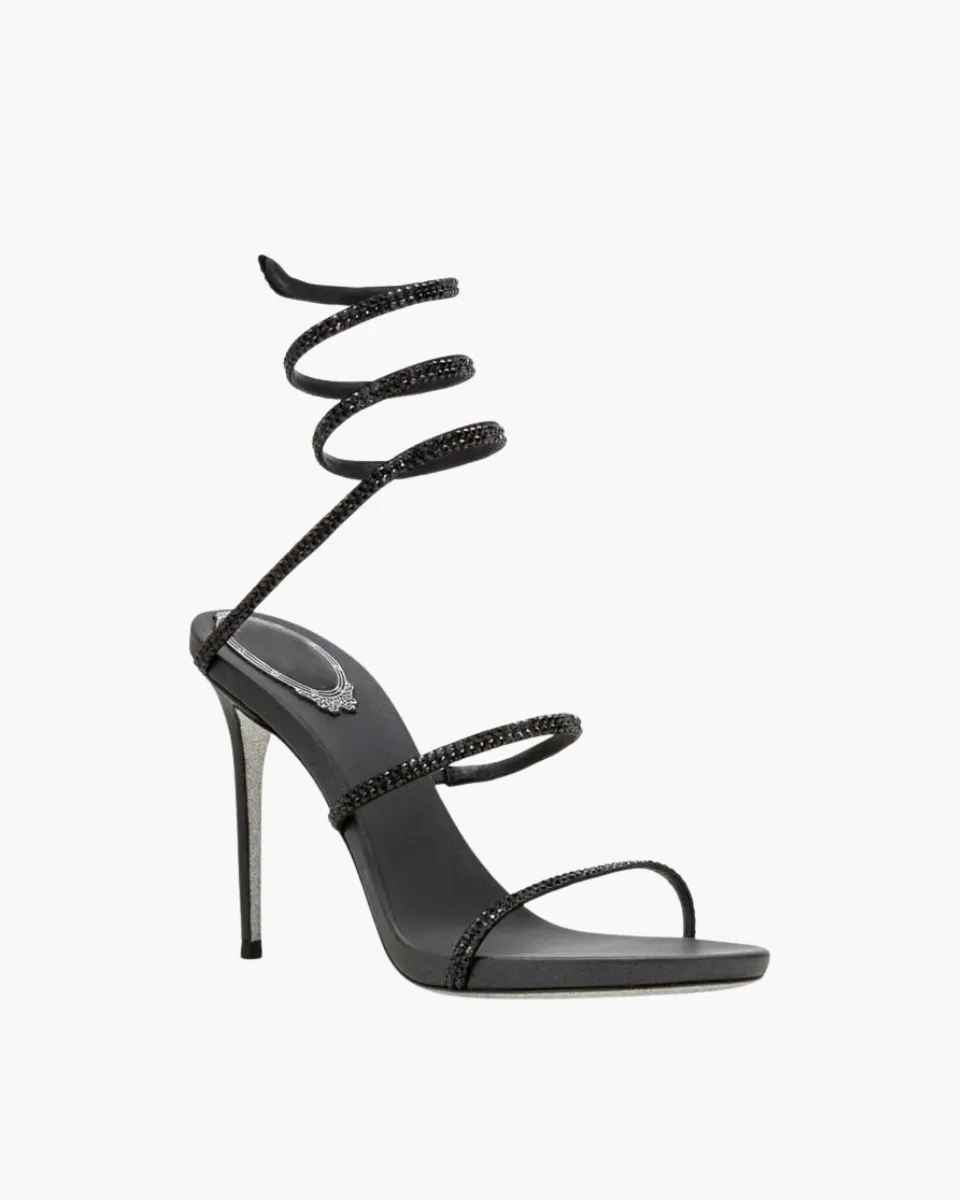 Desideria – Thin stiletto – Rhinestone double-strap heels