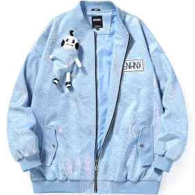 Detachable Doll Light Blue Foil Print Patch Jacket