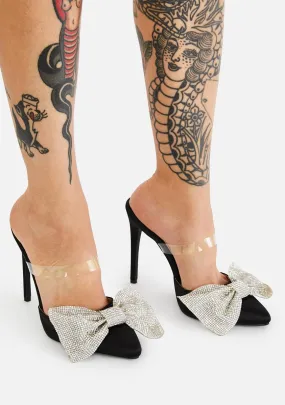 Diamond Bow Backless Heels