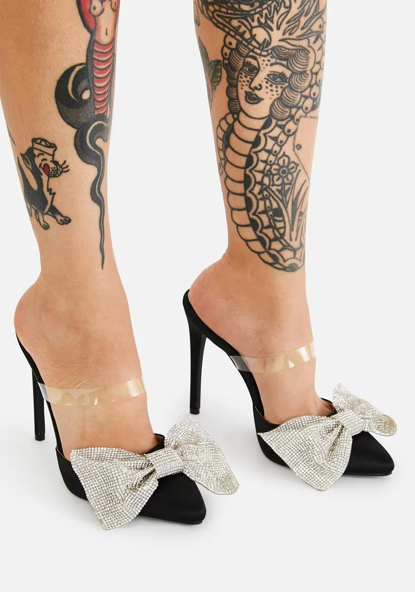 Diamond Bow Backless Heels