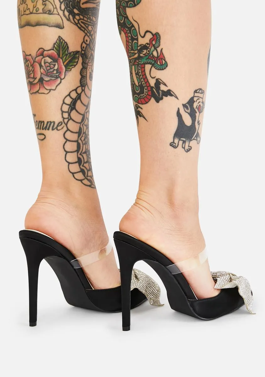 Diamond Bow Backless Heels