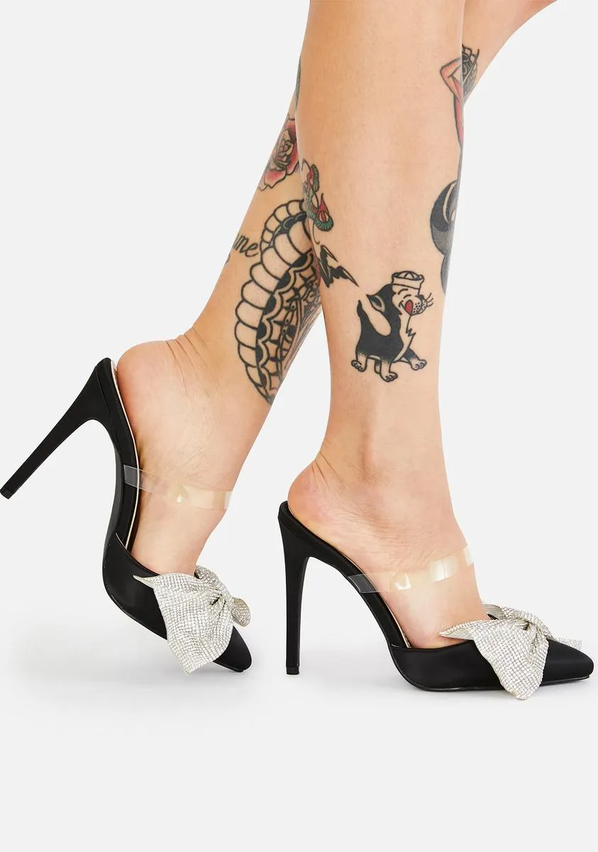 Diamond Bow Backless Heels