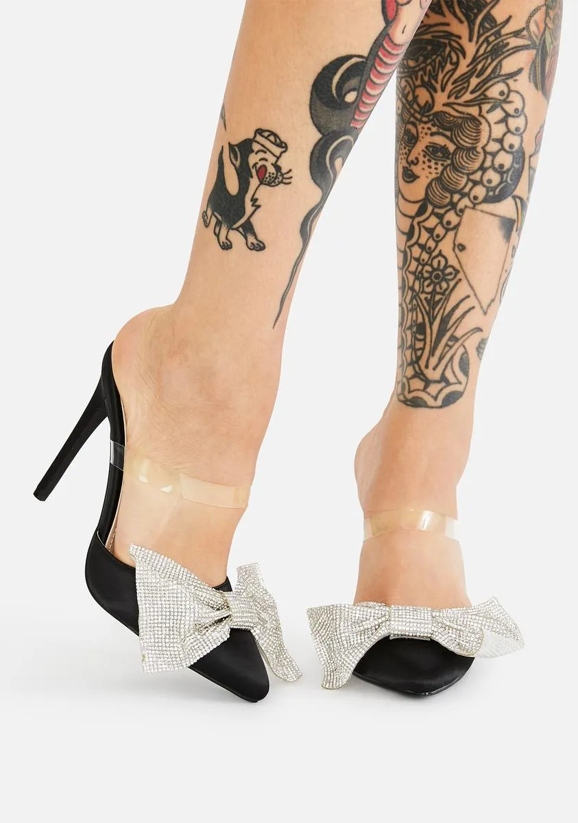 Diamond Bow Backless Heels