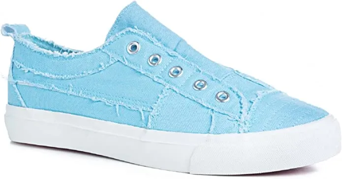 Distressed Blue Plaid Summer Style Casual Shoes
