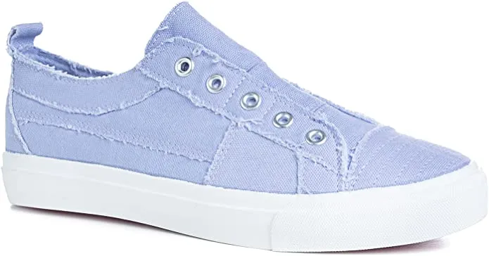Distressed Blue Plaid Summer Style Casual Shoes