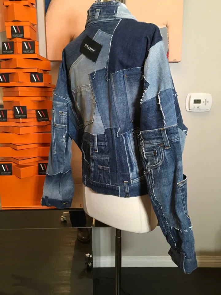 Dolce & Gabbana Size 40 Blue Denim Patchwork Jacket 2400-85-12119