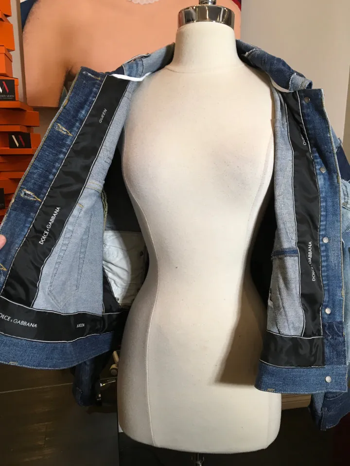 Dolce & Gabbana Size 40 Blue Denim Patchwork Jacket 2400-85-12119