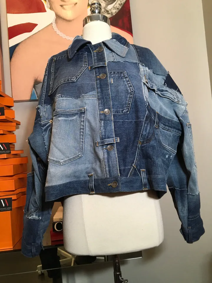 Dolce & Gabbana Size 40 Blue Denim Patchwork Jacket 2400-85-12119