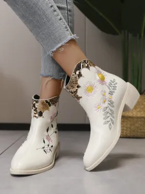 elveswallet Python patchwork embroidered chelsea boots