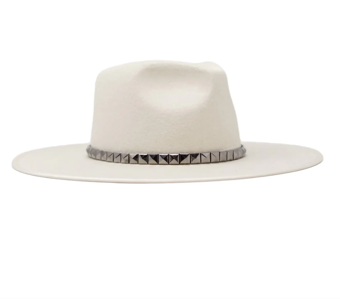 FINAL SALE!! The "Billie" Wool Panama Hat in White with Studded Trim