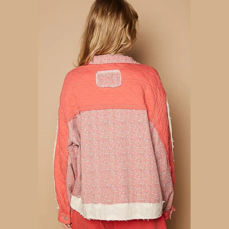 Floral Patchwork Zip Up Long Sleeve Jacket