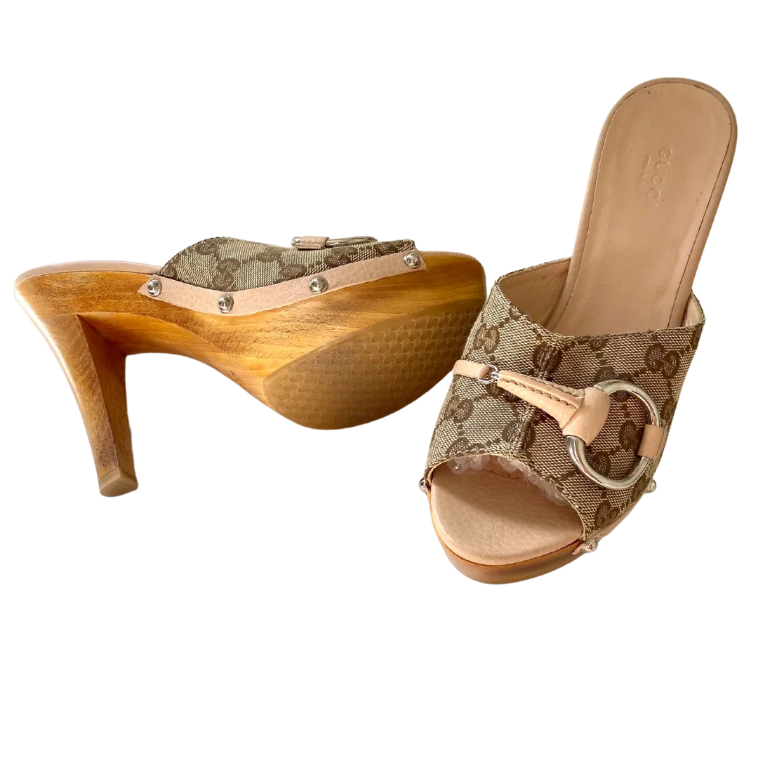 Gucci GG Canvas Icon Bit Platform Clogs
