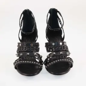Hermes Black Chaine D'ancre Studded Heels Sandals