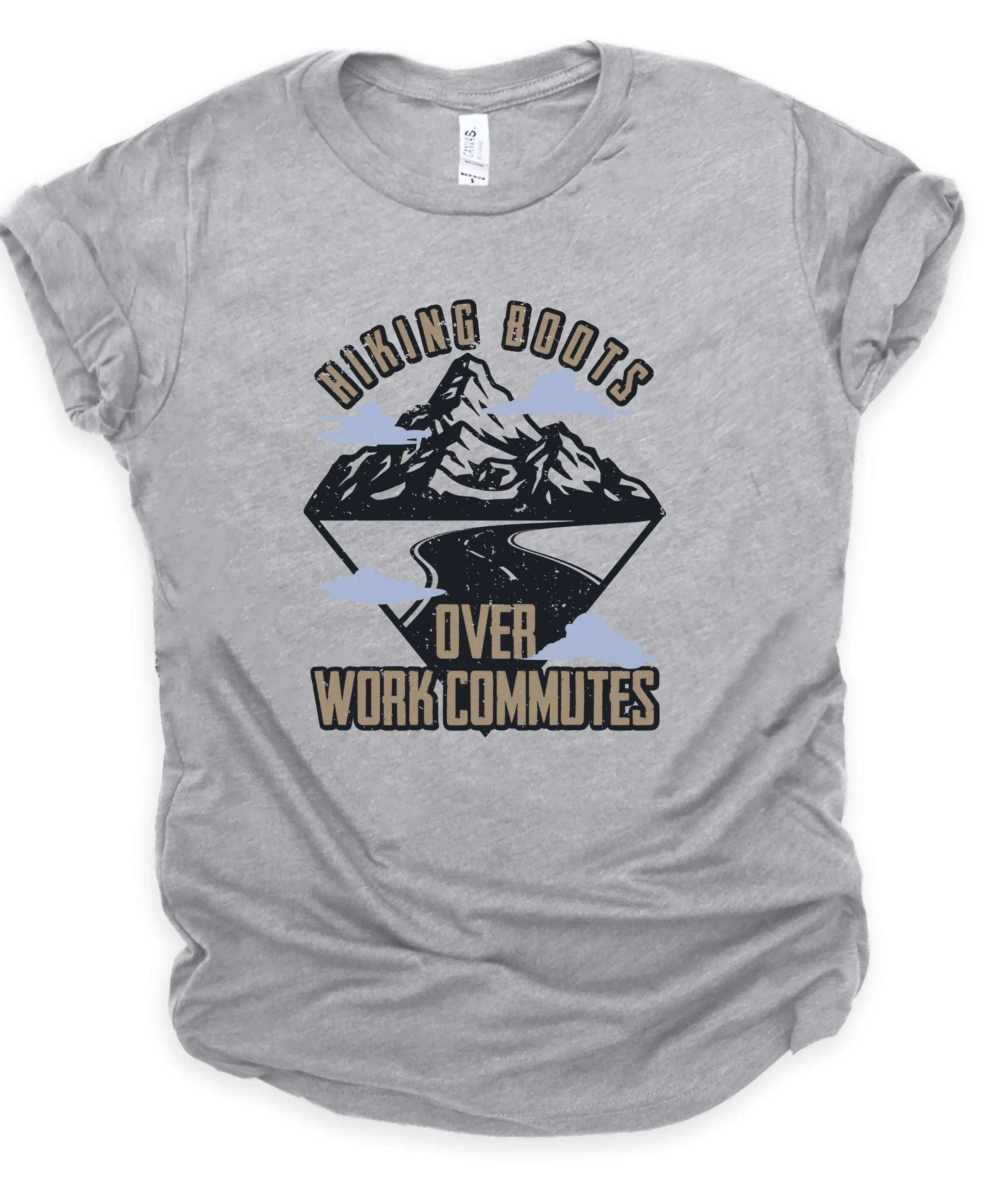 Hiking Boots Over Work Commutes - Unisex Crew-Neck Tee