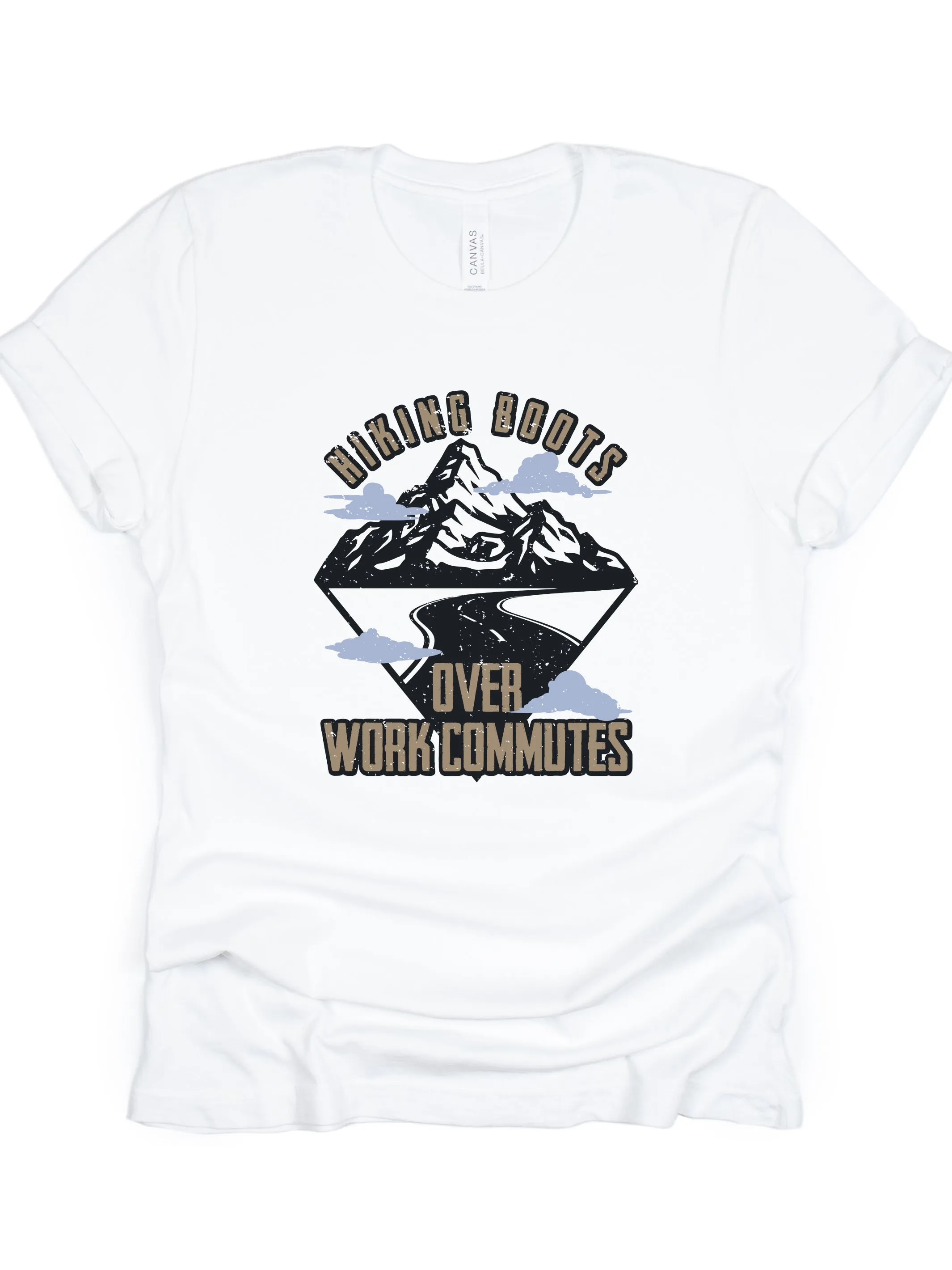 Hiking Boots Over Work Commutes - Unisex Crew-Neck Tee