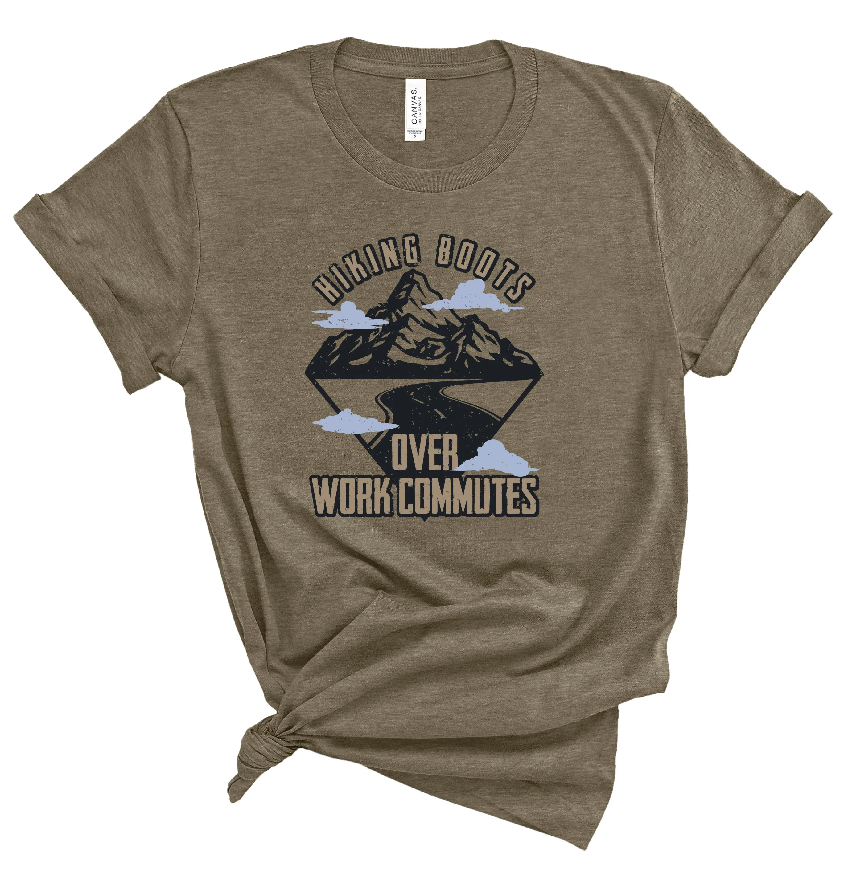 Hiking Boots Over Work Commutes - Unisex Crew-Neck Tee