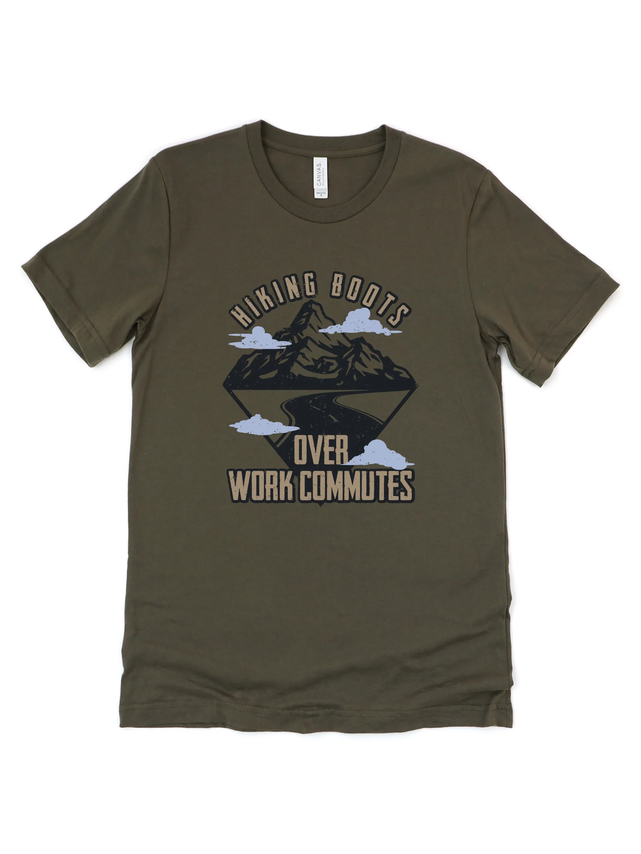 Hiking Boots Over Work Commutes - Unisex Crew-Neck Tee