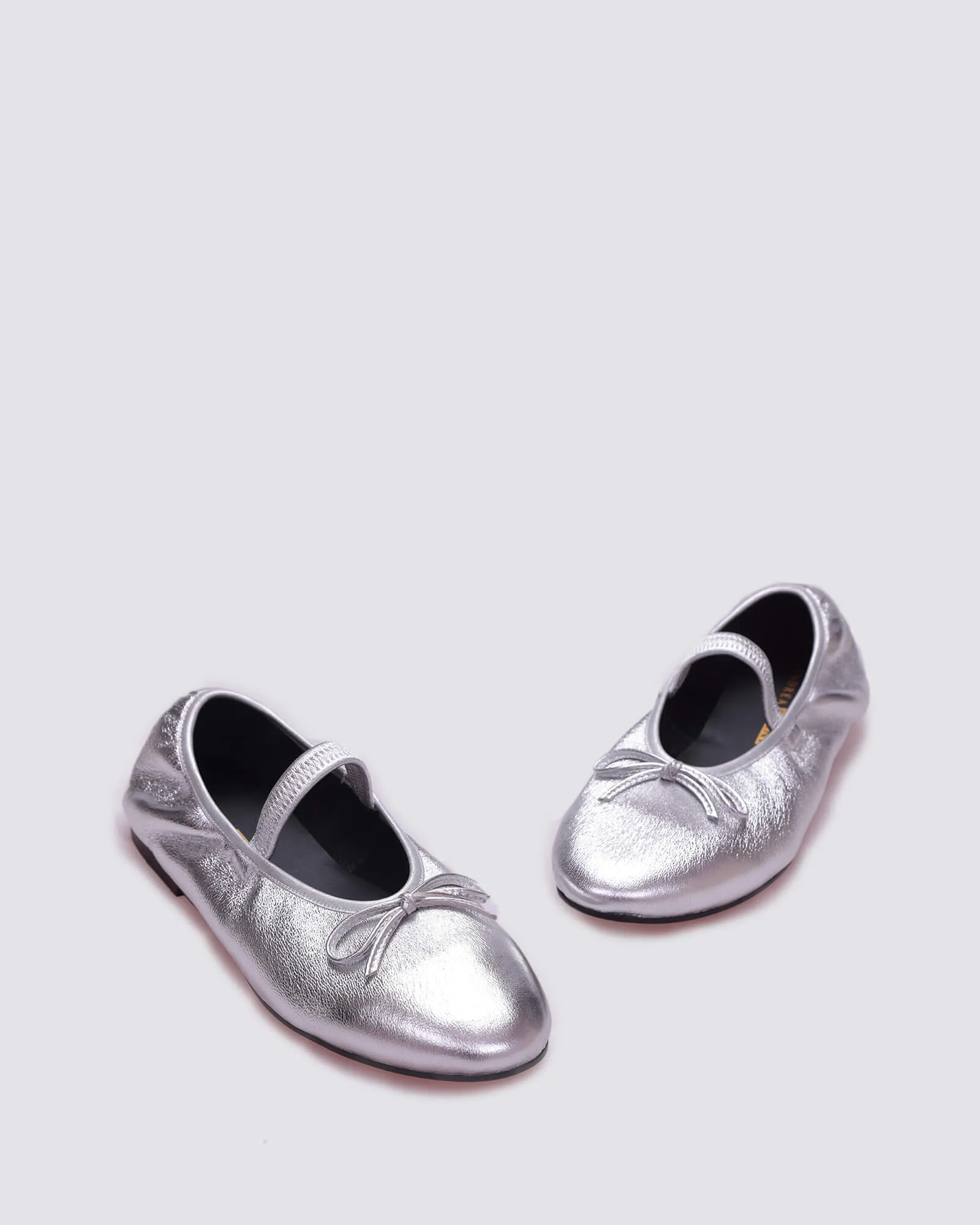 JADE MARYJANE BALLET FLATS SILVER STRETCH