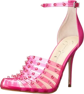 Jessica Simpson Westah Calypso Pink Buckle Strap Pointed Toe Stiletto Clear Pumps