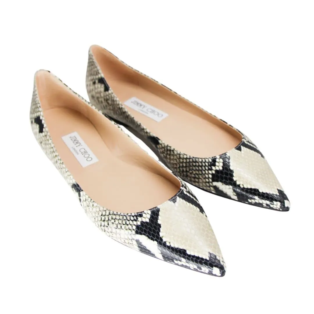 Jimmy Choo Alina flats with snake print