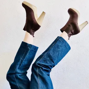 LANVIN LEATHER PLATFORM ANKLE BOOTS  // SIZE 7.5