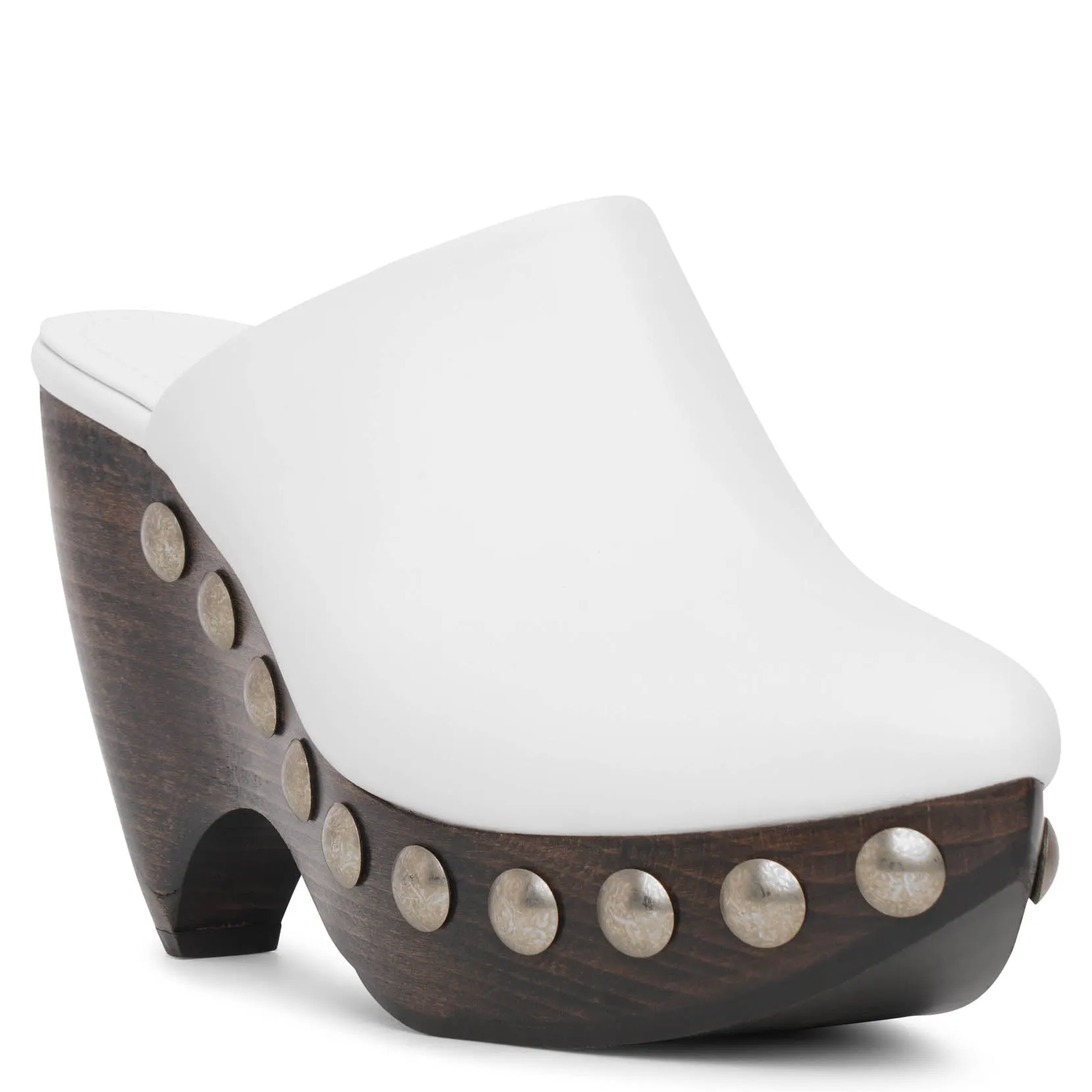 Le Sabot white leather clogs