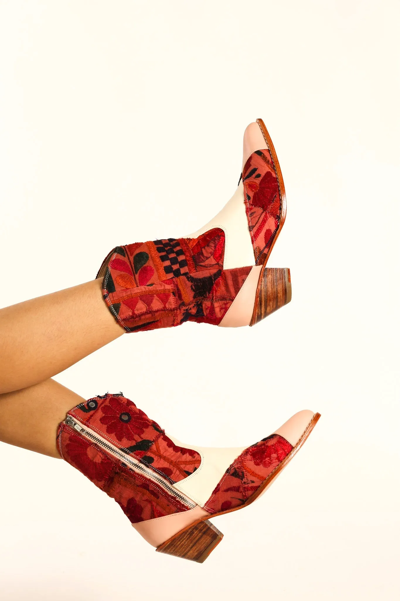 LEATHER PATCHWORK PATCH BOOTS ZAHRA