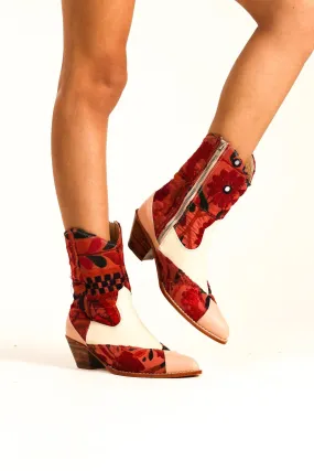 LEATHER PATCHWORK PATCH BOOTS ZAHRA