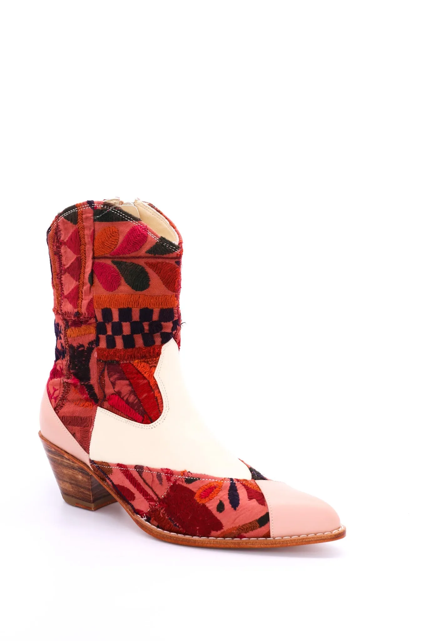 LEATHER PATCHWORK PATCH BOOTS ZAHRA