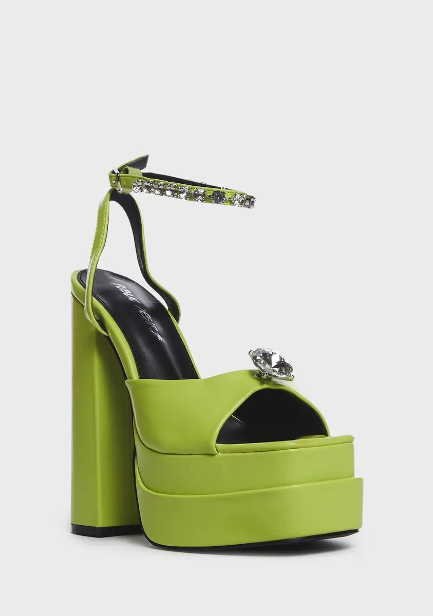Lime Frozen Platform Heels