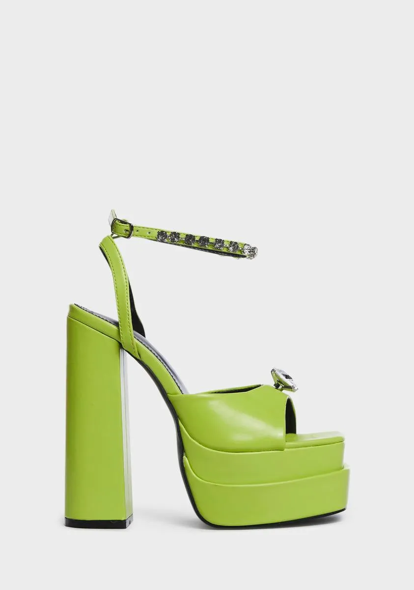 Lime Frozen Platform Heels