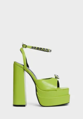 Lime Frozen Platform Heels