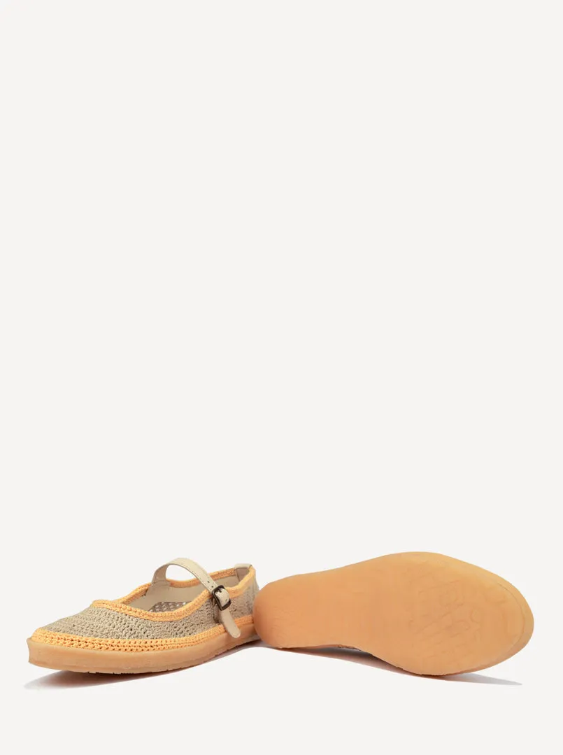 Loom Hand-Crocheted Mary Jane Flats Natural Saffron - Preorder - Ships 21 March 25