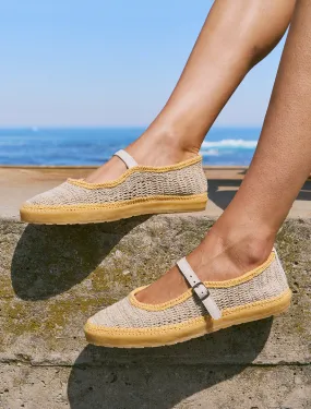 Loom Hand-Crocheted Mary Jane Flats Natural Saffron - Preorder - Ships 21 March 25