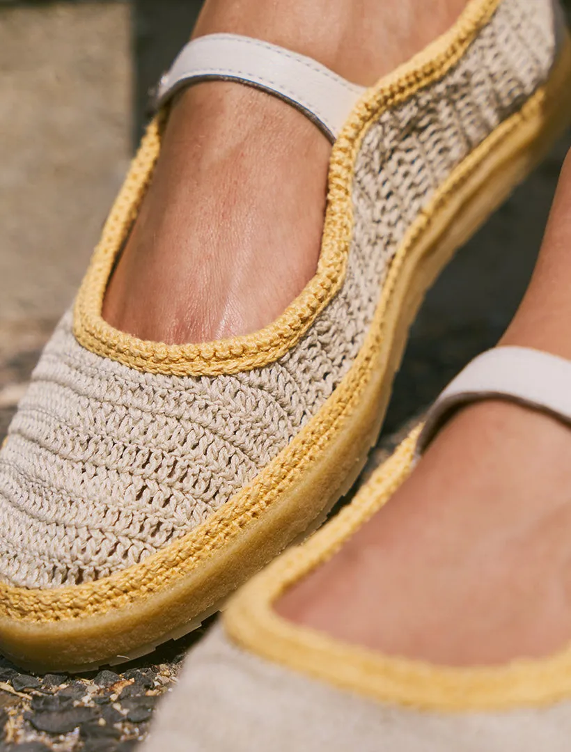 Loom Hand-Crocheted Mary Jane Flats Natural Saffron - Preorder - Ships 21 March 25
