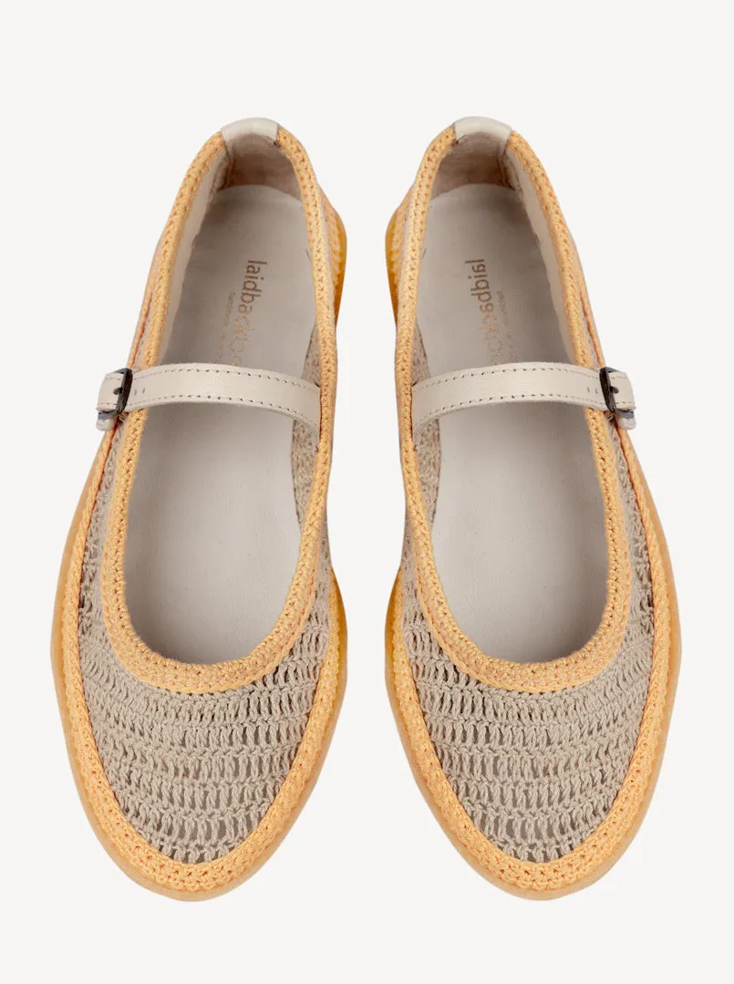 Loom Hand-Crocheted Mary Jane Flats Natural Saffron - Preorder - Ships 21 March 25