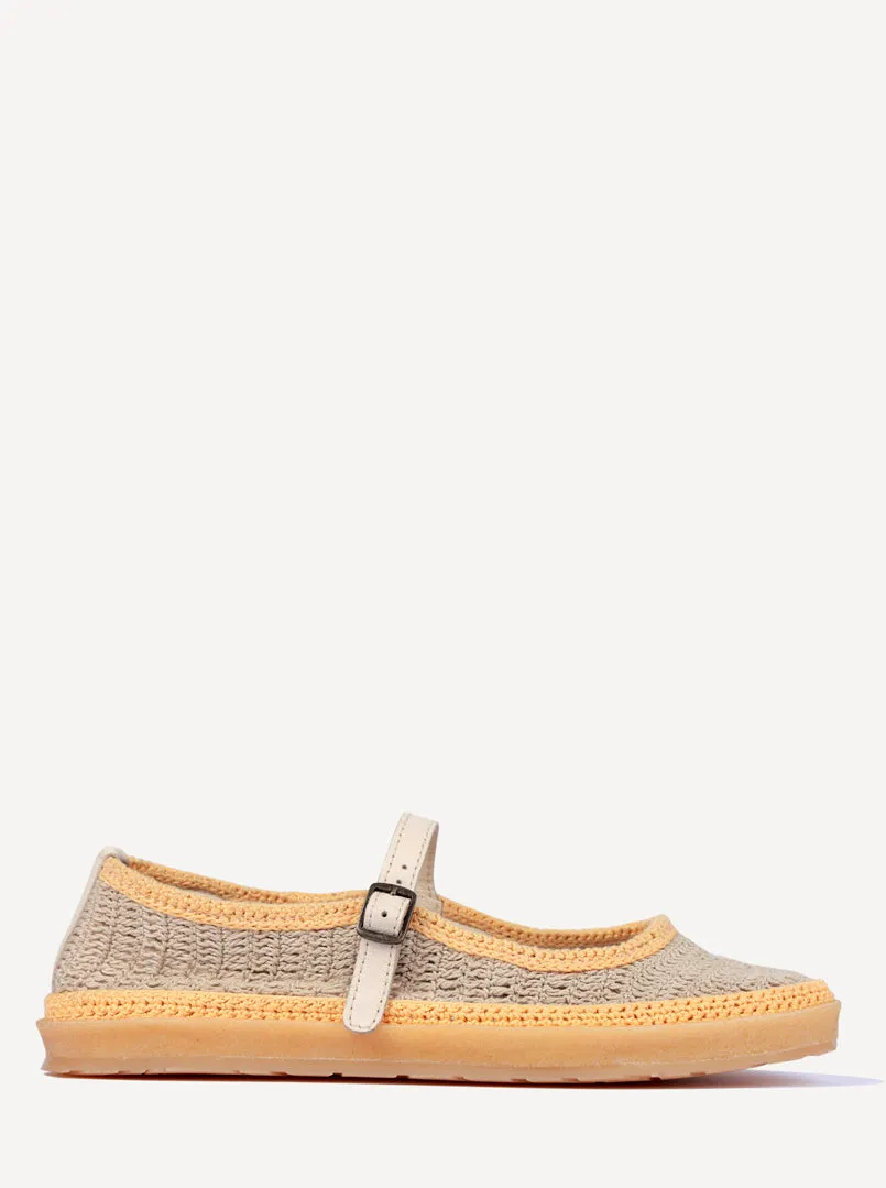 Loom Hand-Crocheted Mary Jane Flats Natural Saffron - Preorder - Ships 21 March 25