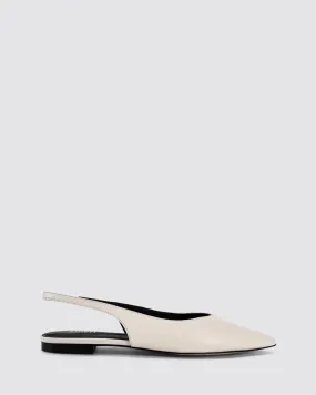 LORIE SLINGBACK FLATS CHALK WHITE LEATHER