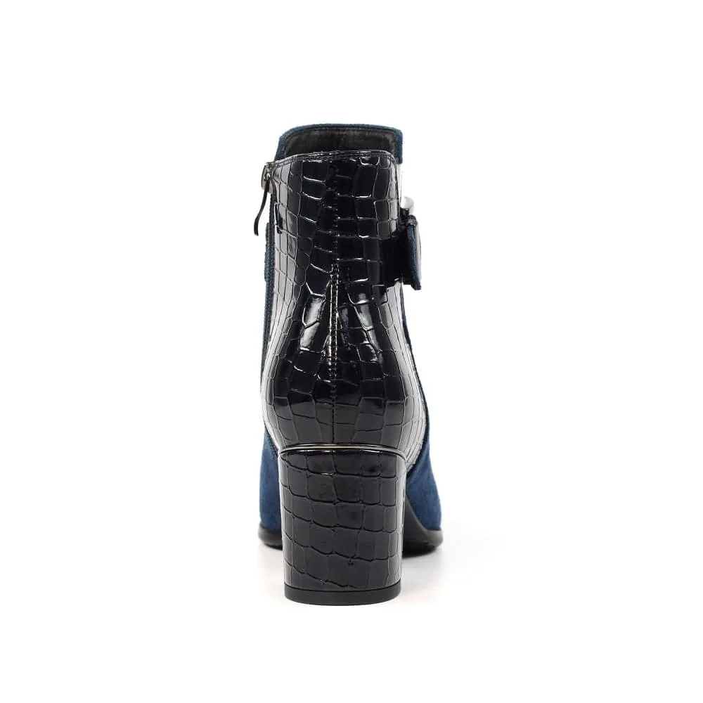 Lunar GLC824 Tawny Ladies Navy Side Zip Ankle Boots