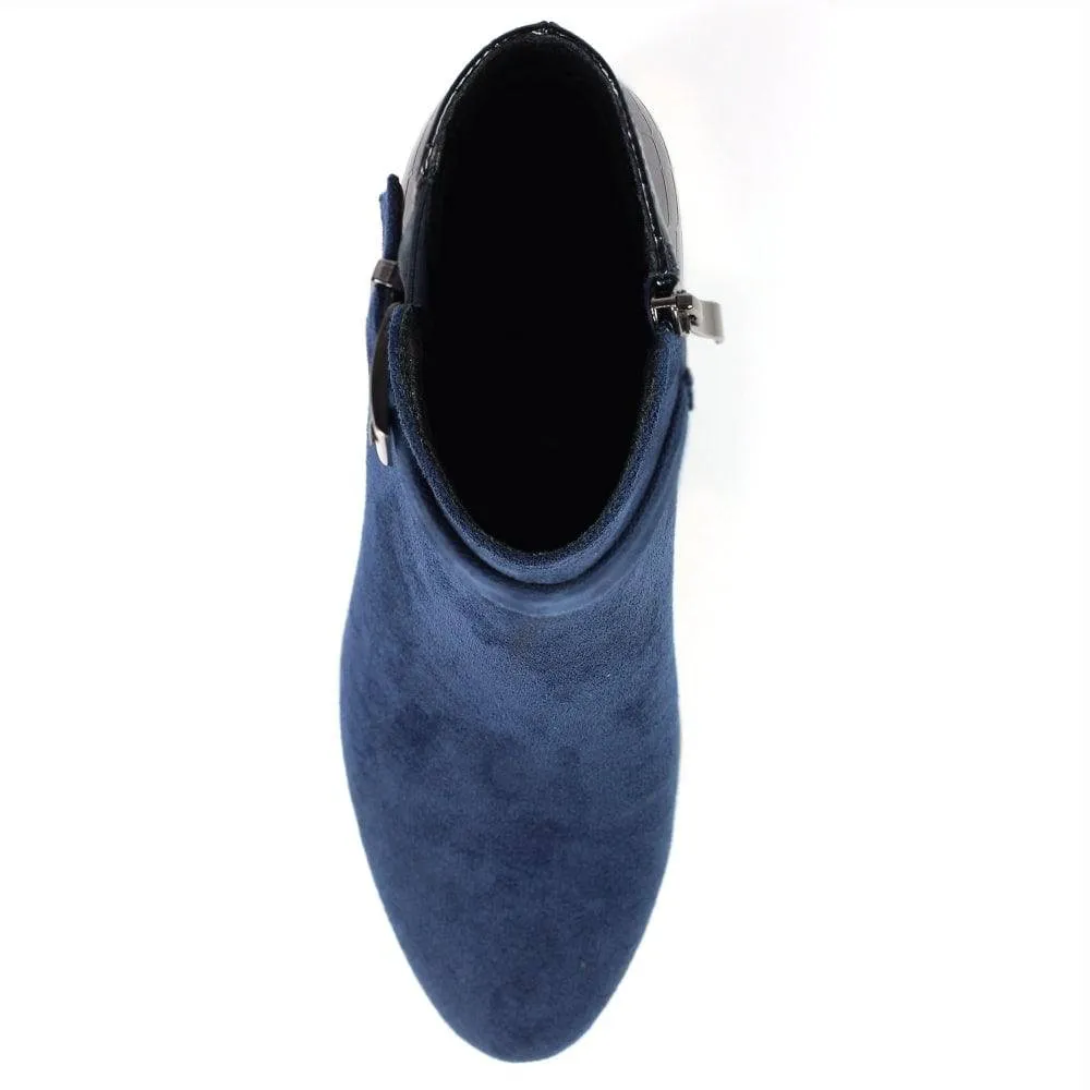 Lunar GLC824 Tawny Ladies Navy Side Zip Ankle Boots