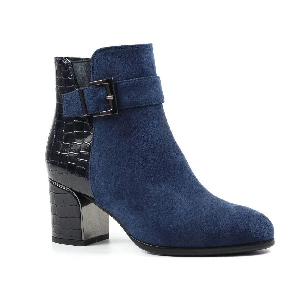Lunar GLC824 Tawny Ladies Navy Side Zip Ankle Boots