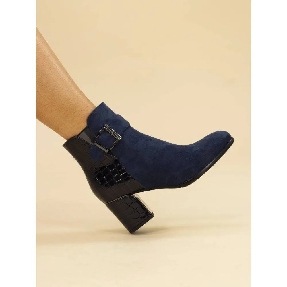 Lunar GLC824 Tawny Ladies Navy Side Zip Ankle Boots