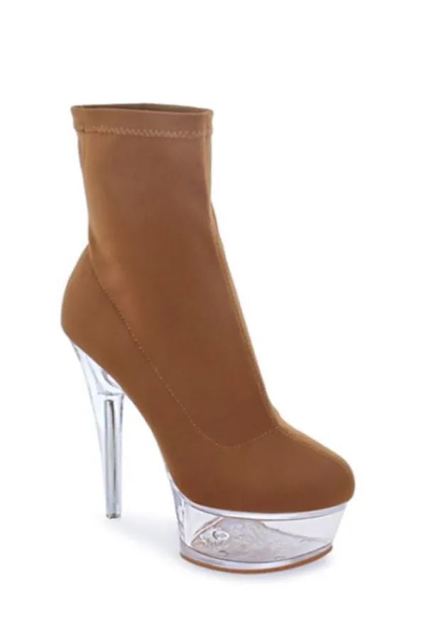 Mafia Clear Platform Bootie Heels