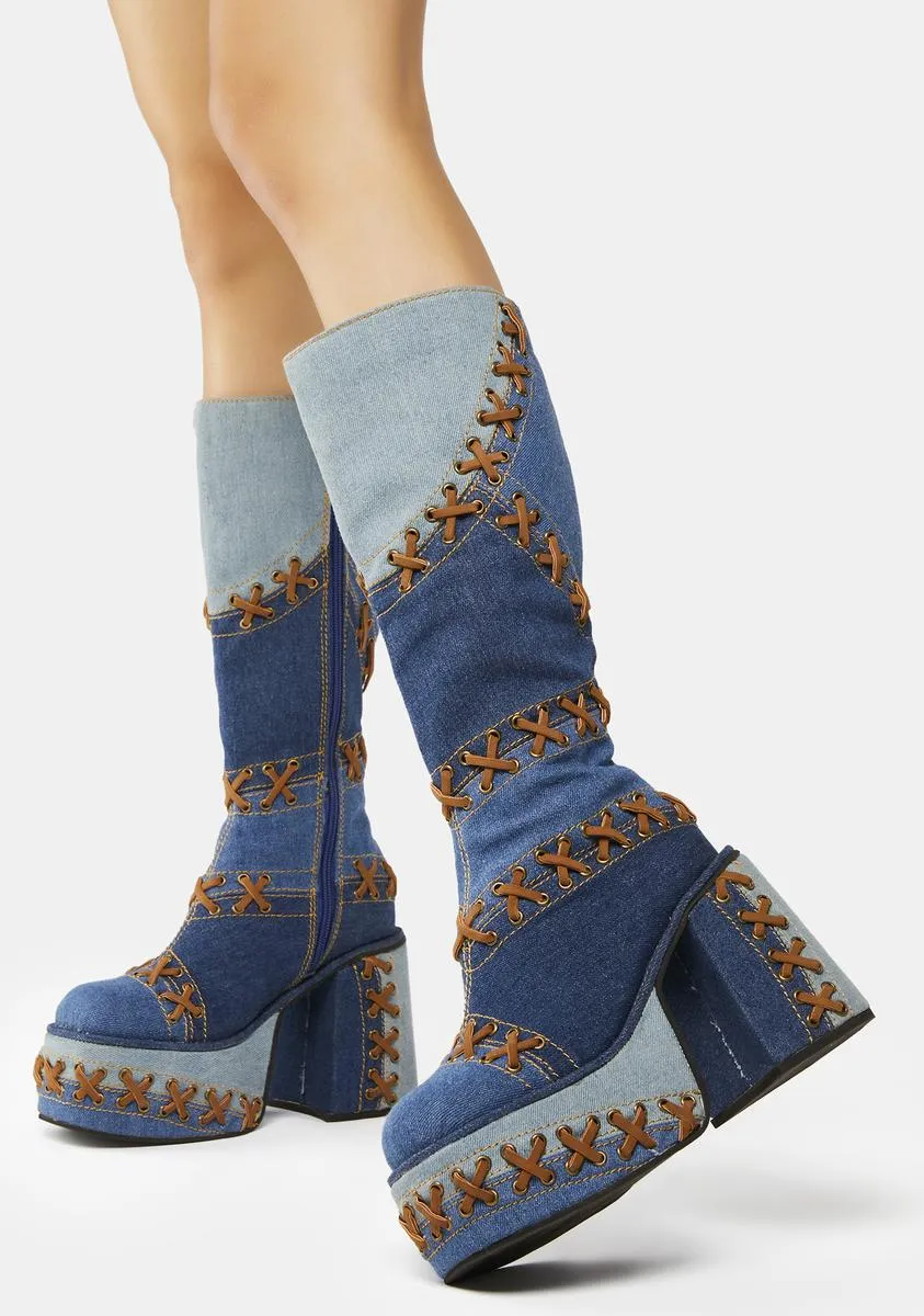 Meet Me In Milan Denim Boots